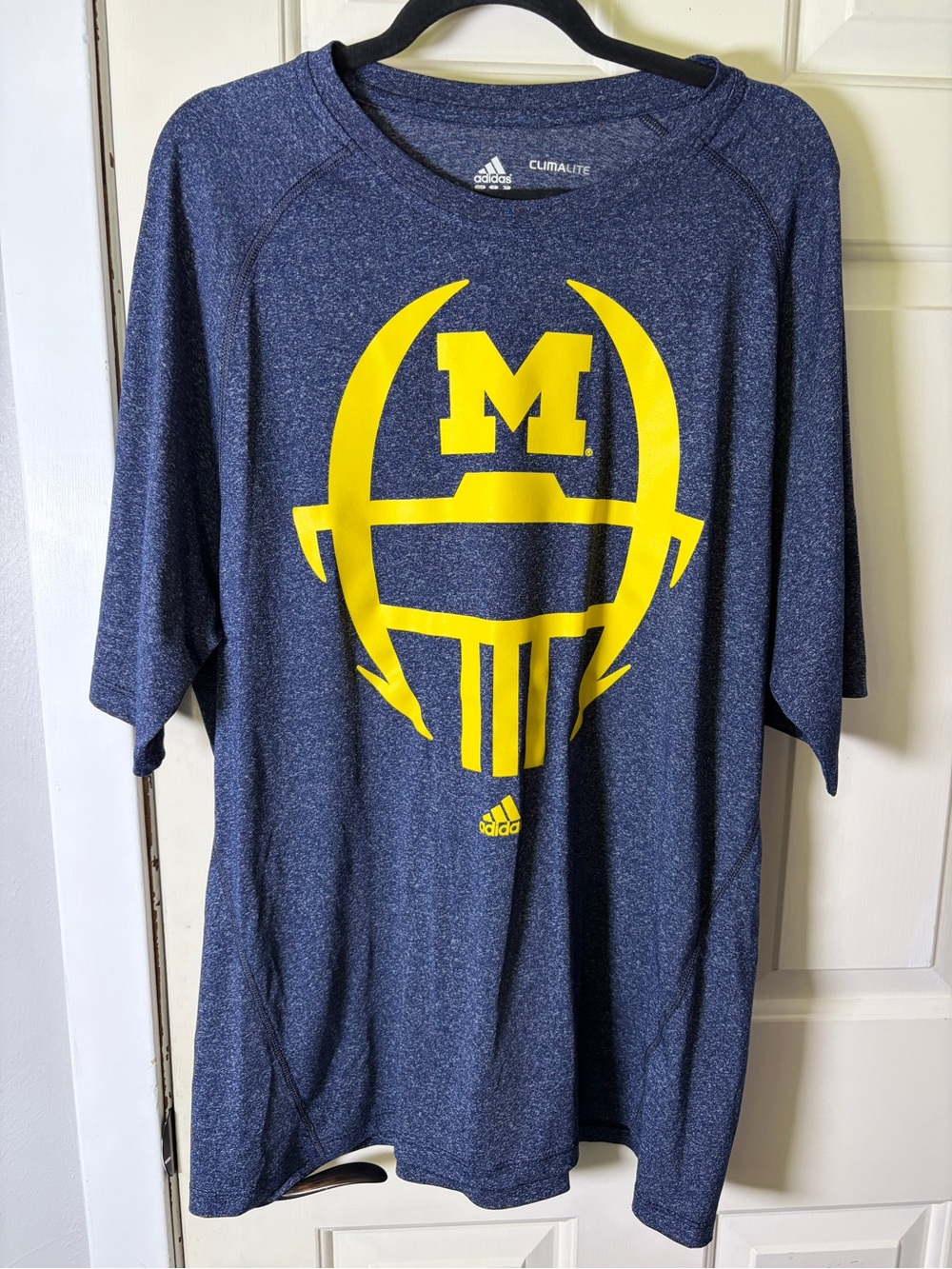 Adidas Climalite University Of Michigan Logo Blue Heather Shirt Men’s Size XL